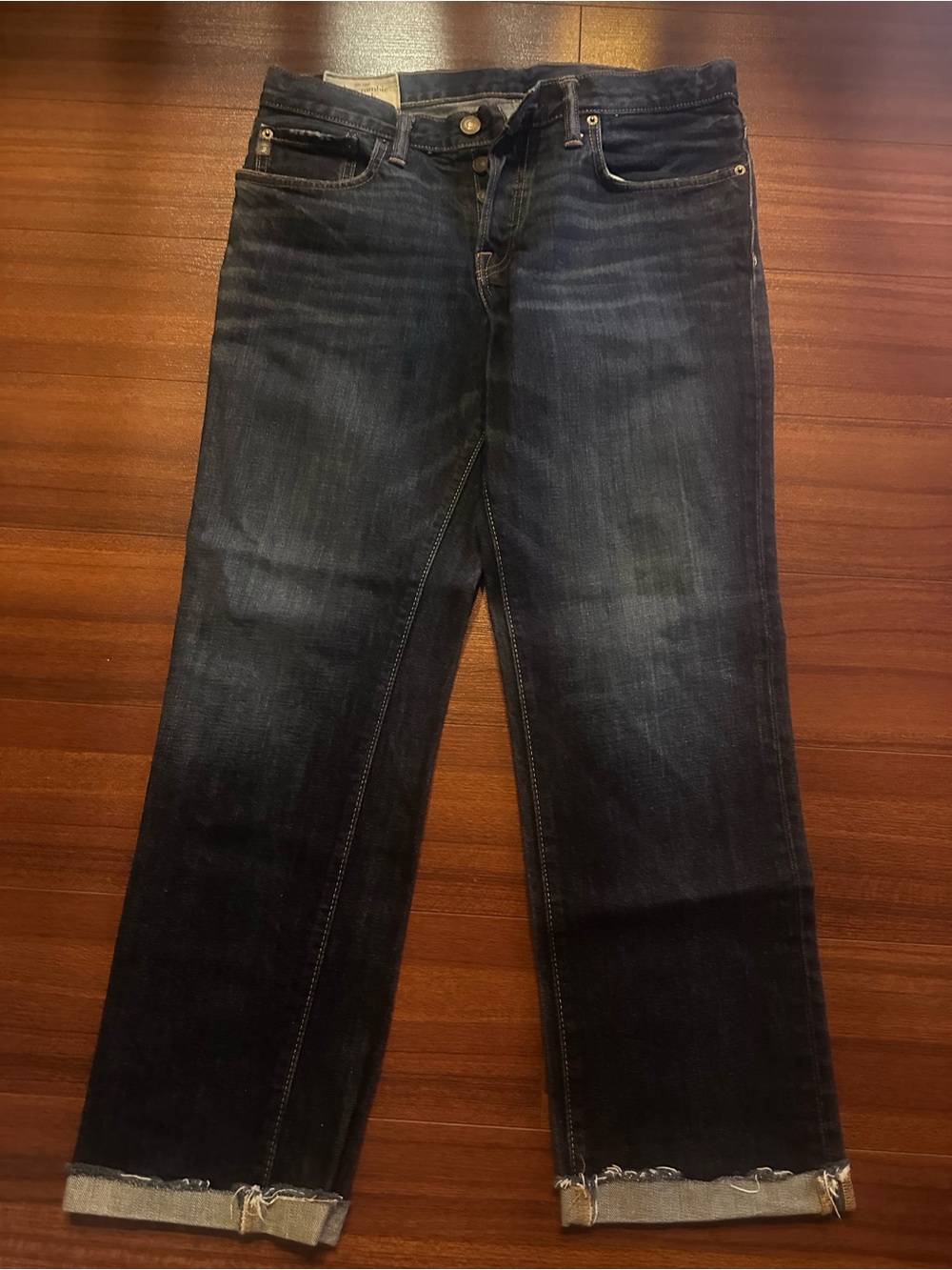 Abercrombie & Fitch Men's Dark Blue Straight-Leg Jeans